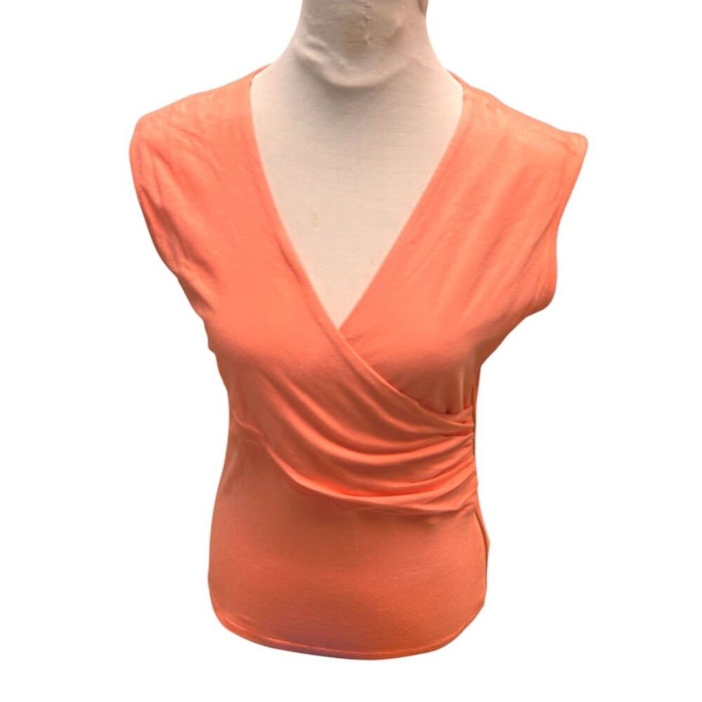 NWT Michael Kors Coral Mock Wrap V-Neck Top Gold Side Zipper Medium **spot/stain